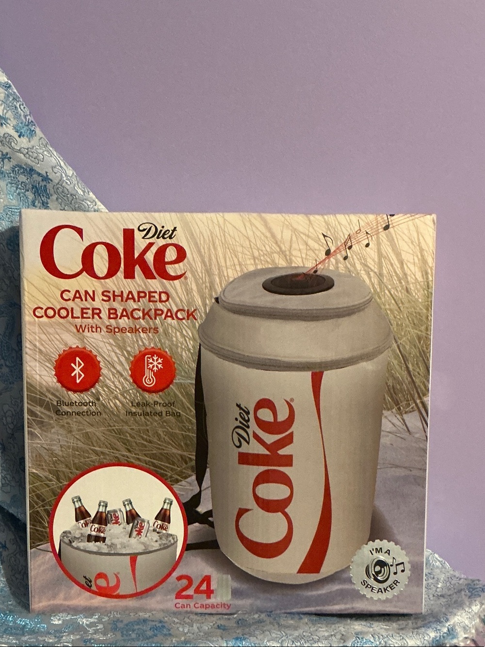 Coca Cola Diet Can-Shaped Cooler Backpack in White and Red
